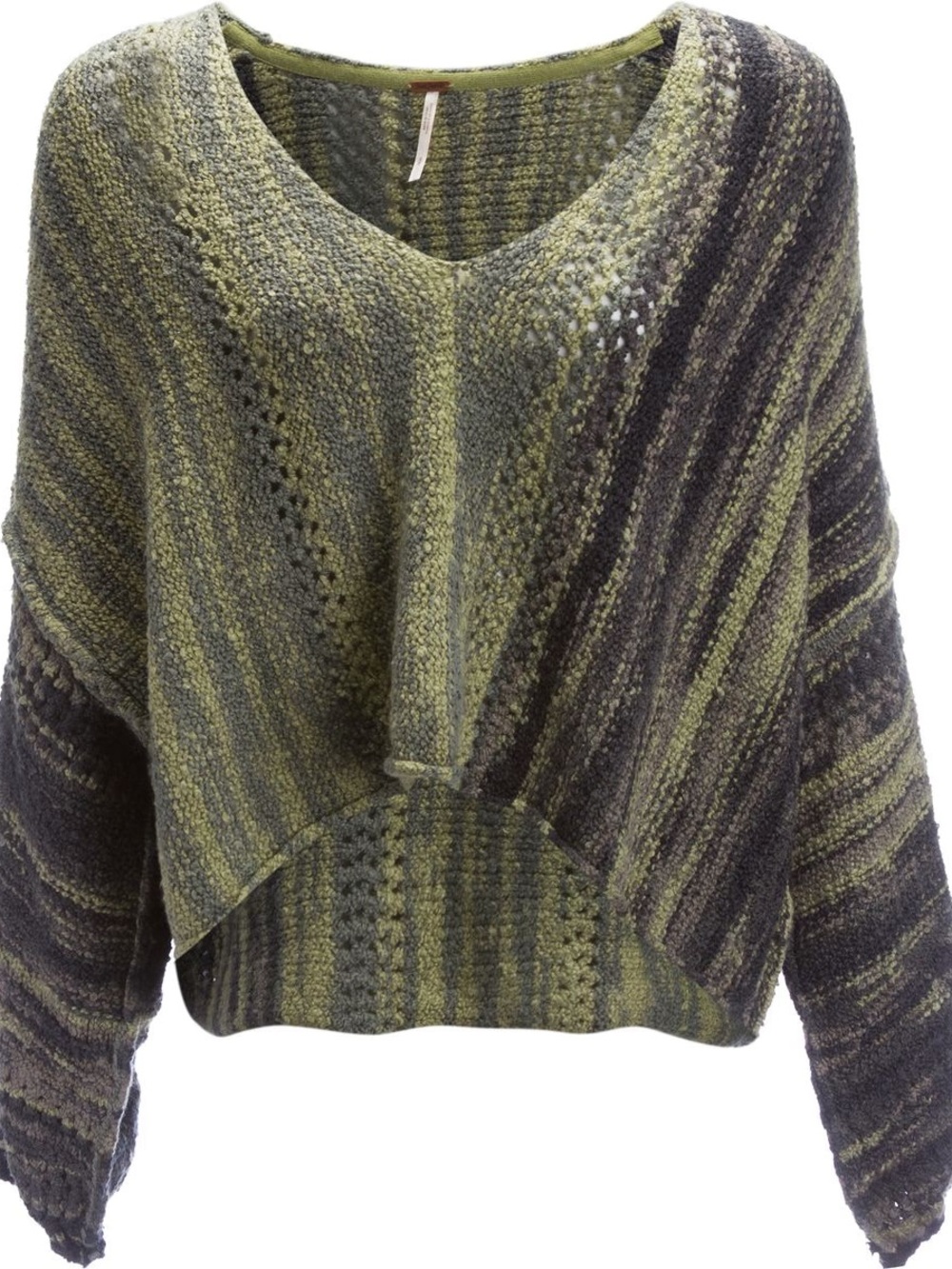 Free people Knit V-Neck Sweater in Olive and Charcoal